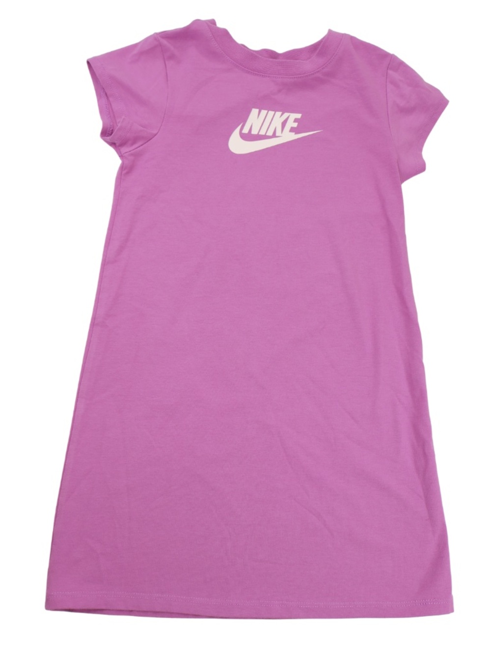 Nike Girls Purple Logo T-Shirt Dress Size S 4-5 Years Short Sleeve